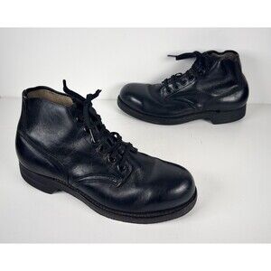 1967 Vintage Addison Shoe Company Black Lace Up Men's Military Boots 8.5 R
